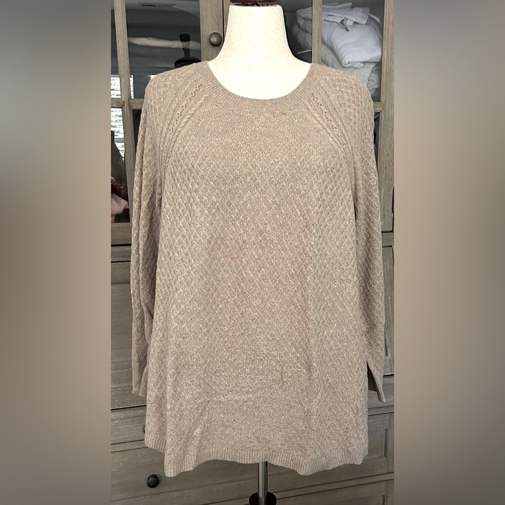 NWT LOFT Taupe Textured Knit Sweater - 16/18
